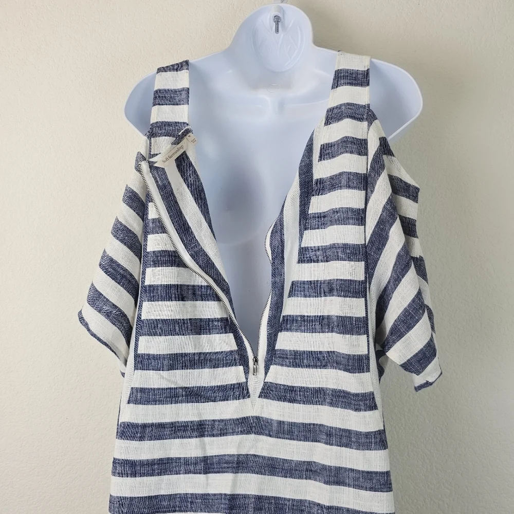 Soft Surroundings Sunset Park Linen Blend Cold Shoulder Tunic M